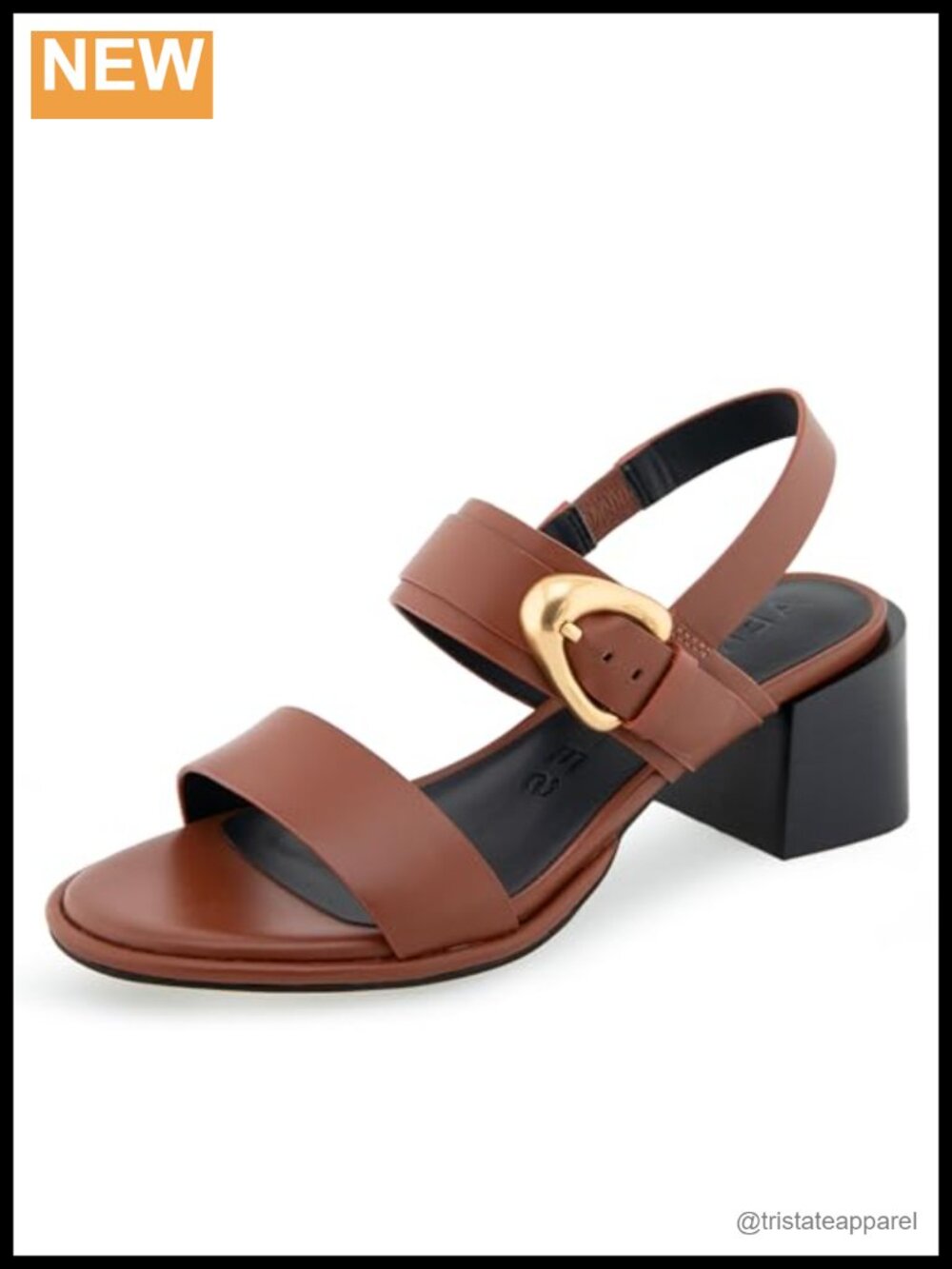 Genuine Leather Heeled Sandals Slingback Block Heel